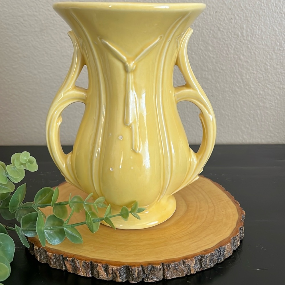 Vintage McCoy Pottery Yellow Tassel Vase